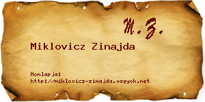 Miklovicz Zinajda névjegykártya